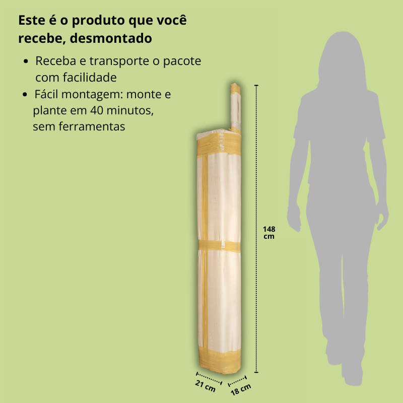 Horta Suspensa Jardim de Comer: Imagem que exemplifica a embalagem do produto desmontado, que é enviado por transportadora para todo Brasil.